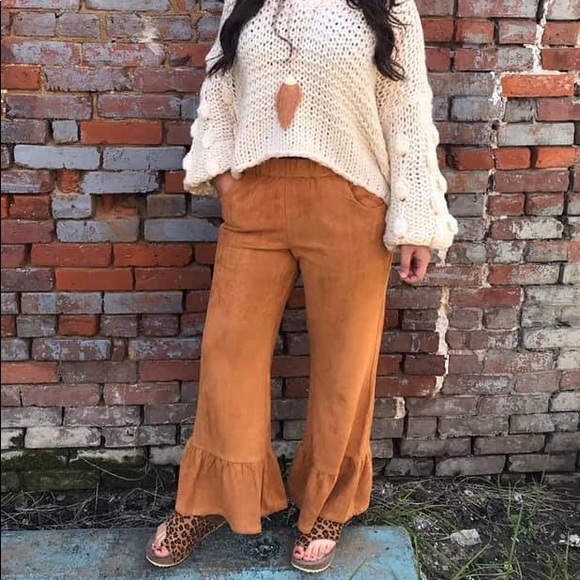 Pants - Camel Ruffle Pants